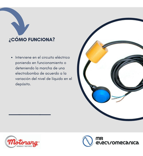 Imagen 4 de 10 de Interruptor Electrico A Flotante Motorarg Flo Con Cable