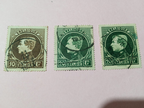 Belgica 3 Estampillas 1929-1932 Yvert 289, 290, 290a