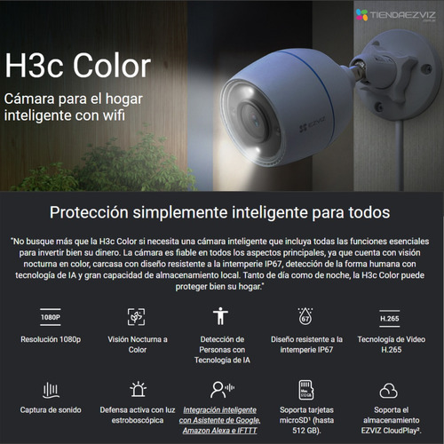 Combo X3 Ezviz H3c 1080p Color 24 - Exterior - Inteligencia