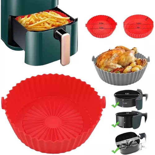 Jogo De 3 Forro Pra Fritadeira Forma Silicone Air Fryer Alça