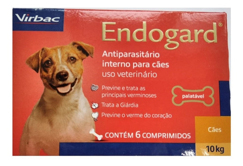 Vermífugo Endogard Virbac Cães 10kg - 6 Comprimidos