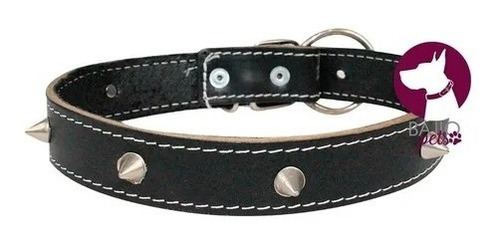Collar De Piel Con Picos Para Perro Talla #6