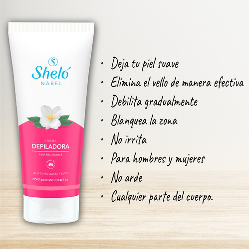 Crema Depiladora Para Piel Sensible Shelo Nabel 250ml
