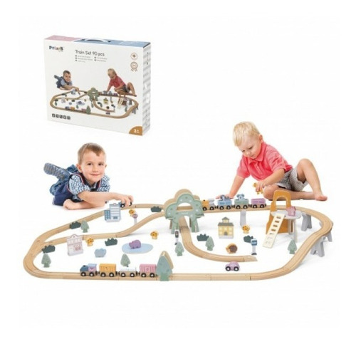 Tren De Madera 90 Piezas Para Niños Viga Polar B