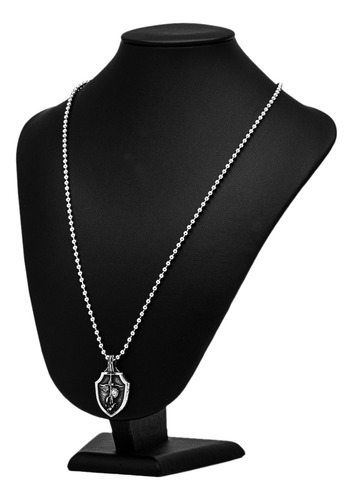 Corrente Masculina Arcanjo São Miguel Prata J-1488 Aço Inox