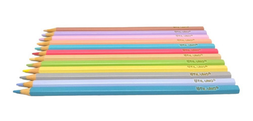 Lapices De Colores Pastel Mina Resistente Util Uno X 12