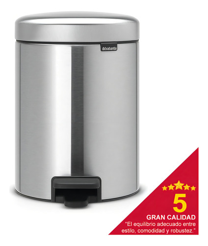 Bote De Basura Pedal Newi, Acero-mate/plástico 5 L Brabantia Color Plateado