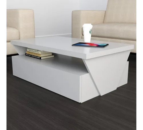 Mesa Moderna De Centro 90x45x40cm Para Sala O Estancia Marrón Claro