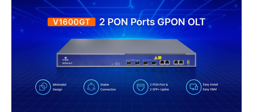 Olt Gpon V1600gt Gpon con 2 puertos Gpon y V-sol Gibic 2