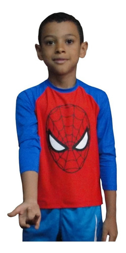 Camiseta Infantil Homem Aranha Com Proteção Solar Uv 50+ 