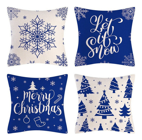 4 Fundas De Almohada Navideñas, Funda De Almohada A Cuadros,