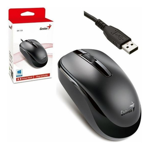 Mouse Genius Dx-120 Calm Black 1200dpi Optico Cable Usb