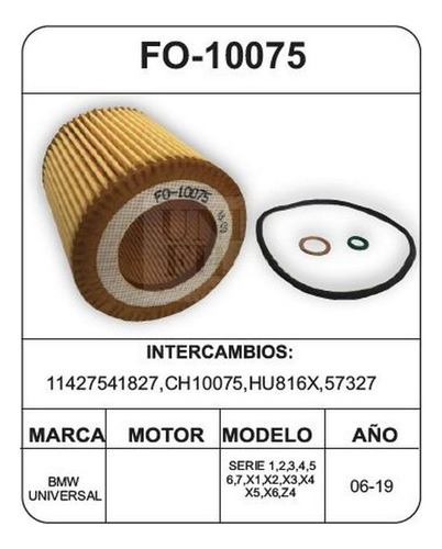 Filtro De Aceite Unifl Bmw 528i Xdrive 6cil 3.0lts 2009-2010