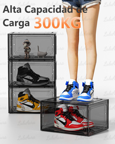 Zapateras Apilables Transparentes 10pz Caja Plástica Zapatos Negro