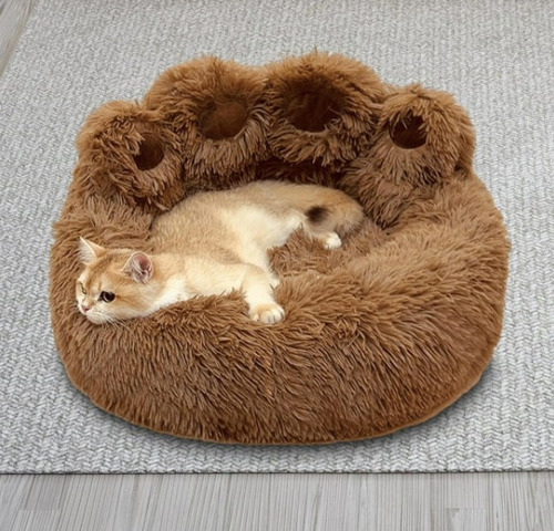 Cama Redonda De Felpa Mascota Pequeña 50cm Diametro Café Chocolate