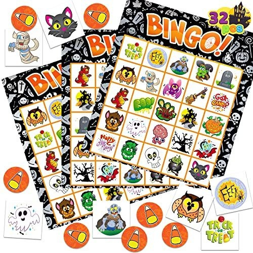 Joyin 32 Halloween Bingo Game Cards (4x4  5x5)  16 T6mf3