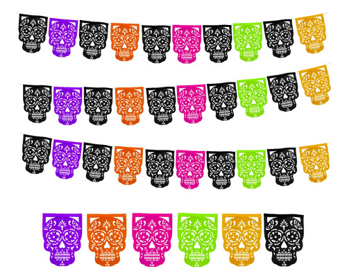 Decoración Papel Picado Dia De Muertos Calaveras Pq 10 Pz 