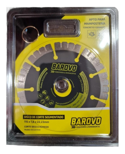 Disco Diamantado 115mm Segmentado Concreto Granito Barovo