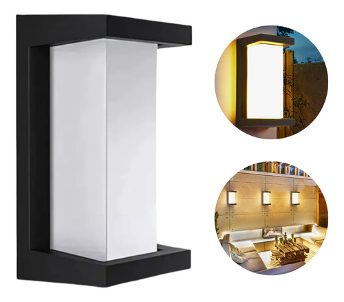 Lámpara Luces Led Pared Impermeable Para Exteriores Moderno Negro