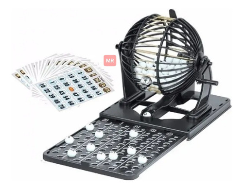 Bingo Neo Juego De Mesa Familiar Set Bolillero Negro Clásico