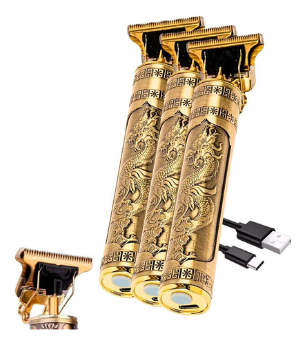 Kit Com 3 Hair Trimmers Dragao Dourado