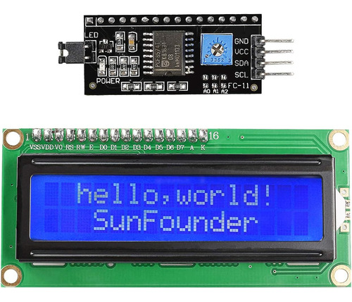 Pantalla De Módulo Lcd Serie Sunfounder Iic I2c Twi 1602 Com