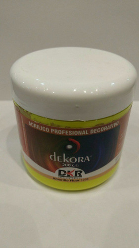 Imagen 1 de 2 de Acrilico Dekora Amarillo Fluo 200 Ml
