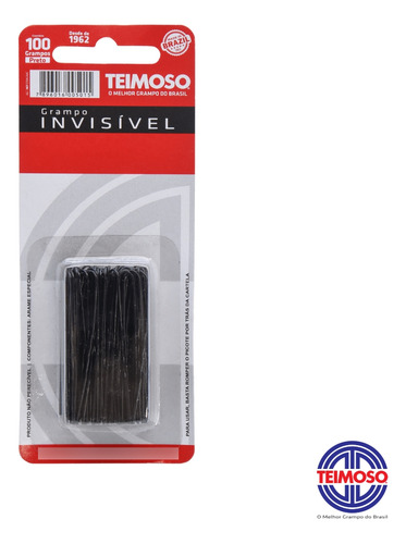 Grampo Invisível Preto 100 Unidades Teimoso