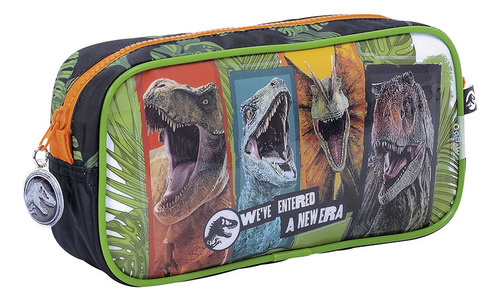 Jurassic world cartuchera simple -nueva era Negro