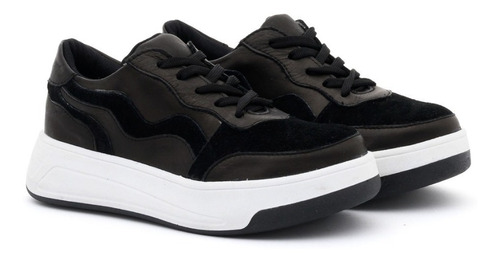 Imagen 1 de 6 de Zapatillas De Cuero Con Plataforma Mujer Urbanas Sneakers
