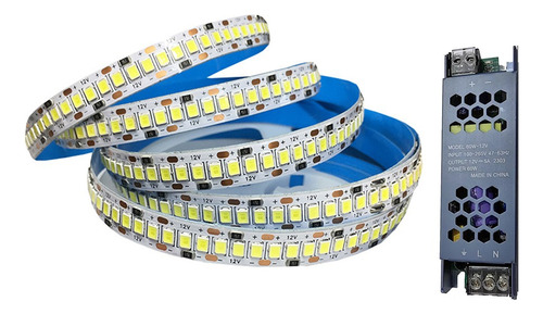 5 Metro Fita Led 2835 12v 240leds/m 3000k/4000k/6000k+ Fonte Cor da luz Branco-frio 6000K 110V/220V