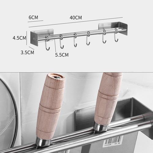 Soporte De Cocina Con Doble Barra Para Colgar Ollas Y Sarten