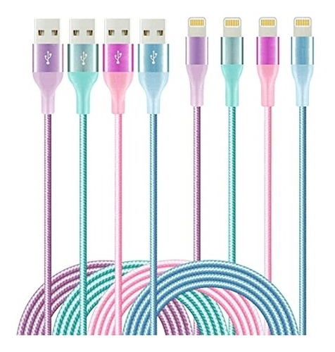 Cables De Datos Paquete De 4 Cables Lightning Usb Largo