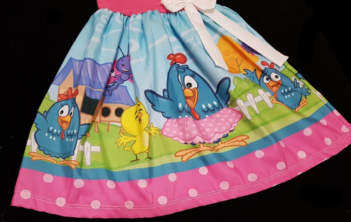 Vestido Infantil Galinha Pintadinha Rosa M Longa E Mc Fab2