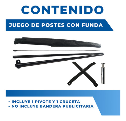 Estructura Base Porta Flag Banner Bandera Asta 3.5m Sin Lona