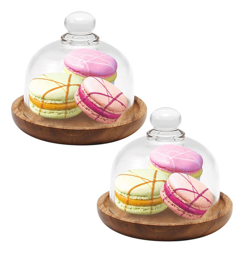 Juego 2 Cúpulas De Vidrio Con Base De Madera 8.6 Cm Cloc