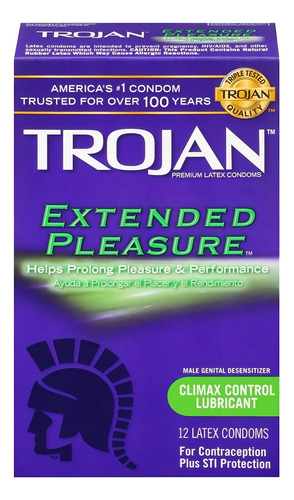 Condones Trojan Extended Pleasure 12 Pzas Con Retardante