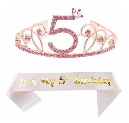 Paquetes De Fiesta - 5th Pink Birthday Tiara And Sash Happy 