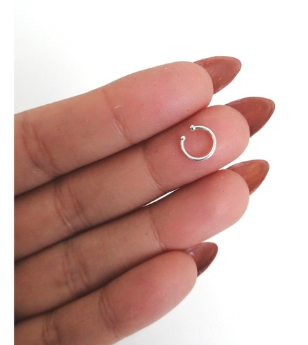 Arete Argolla Simulada 7mm Ear Cuff Sin Perfo Plata 925