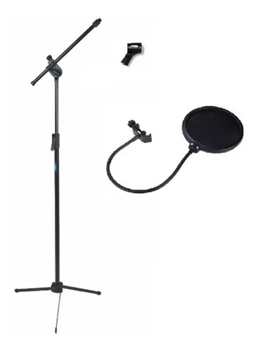Kit Pedestal P/ Microfone Ask Tps + Cachimbo E Pop Filter