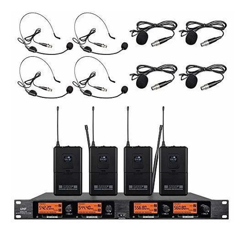 Sistema De Micrófono Inalámbrico Pro Audio Uhf 4 Canales 4 B