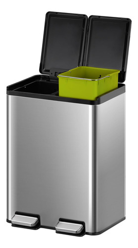 Bote De Basura Rectangular Doble Compartimento Acero Inoxida