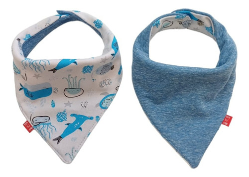 Babero Bandana Bebé Reversible Triple Capa Algodón