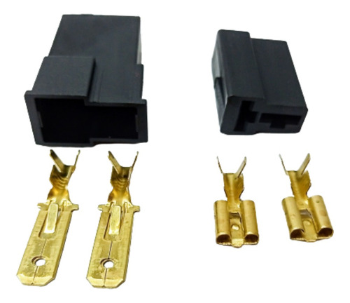 Conector 2 Vias Preto Macho Fêmea  + Terminais C/25pares