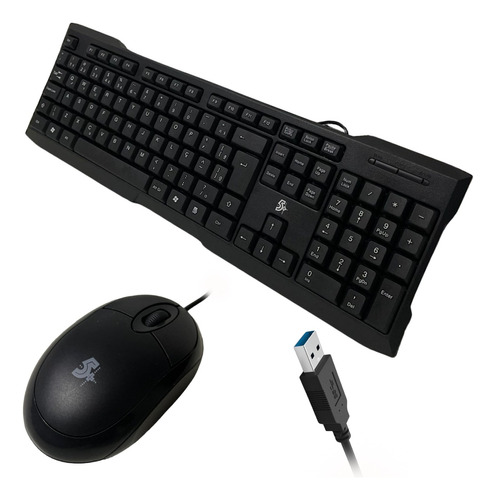 Combo Teclado Mouse Com Fio Barato Simples Office Padrao 