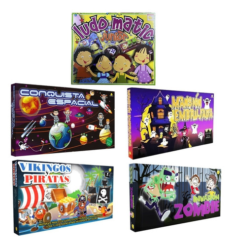 Combo X5 Juegos Mesa Ludo Matic Pirata Zombie Infantil Niño