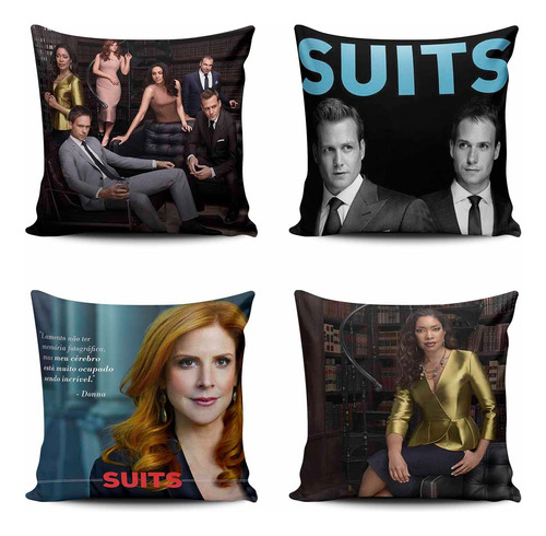 Kit 4 Capas De Almofada Decorativas Série Suits Seriado