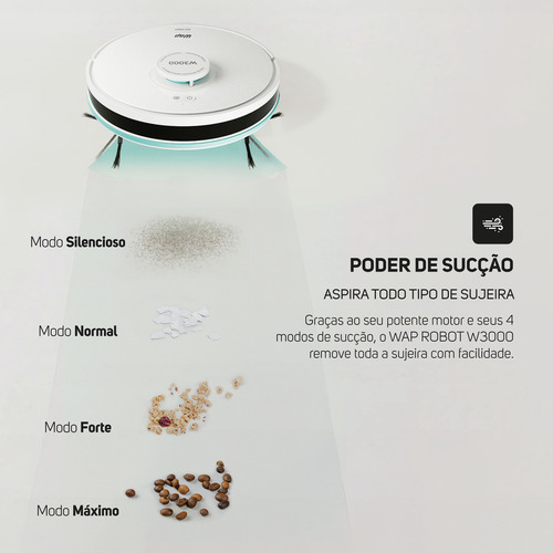 Robô Aspirador Robot W3000 3 Em 1 48w Wap