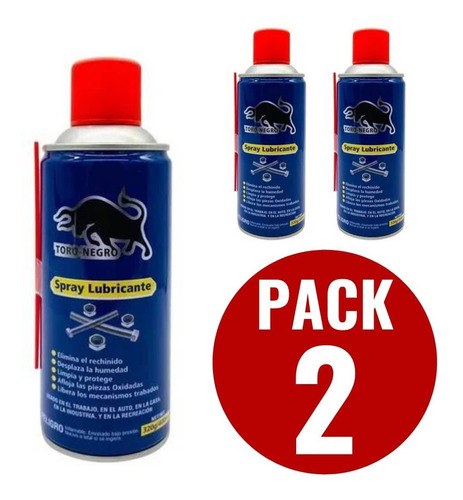 Spray Lubricante Anticorrosivo 400ml Toro Negro. Pack 2