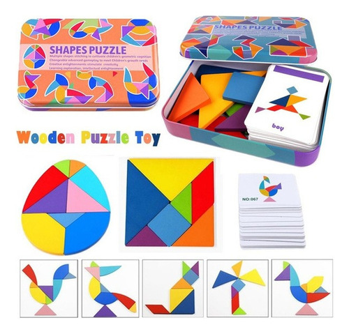 2set Montessori Toys Geométrico Tangram Puzzle Juguetes